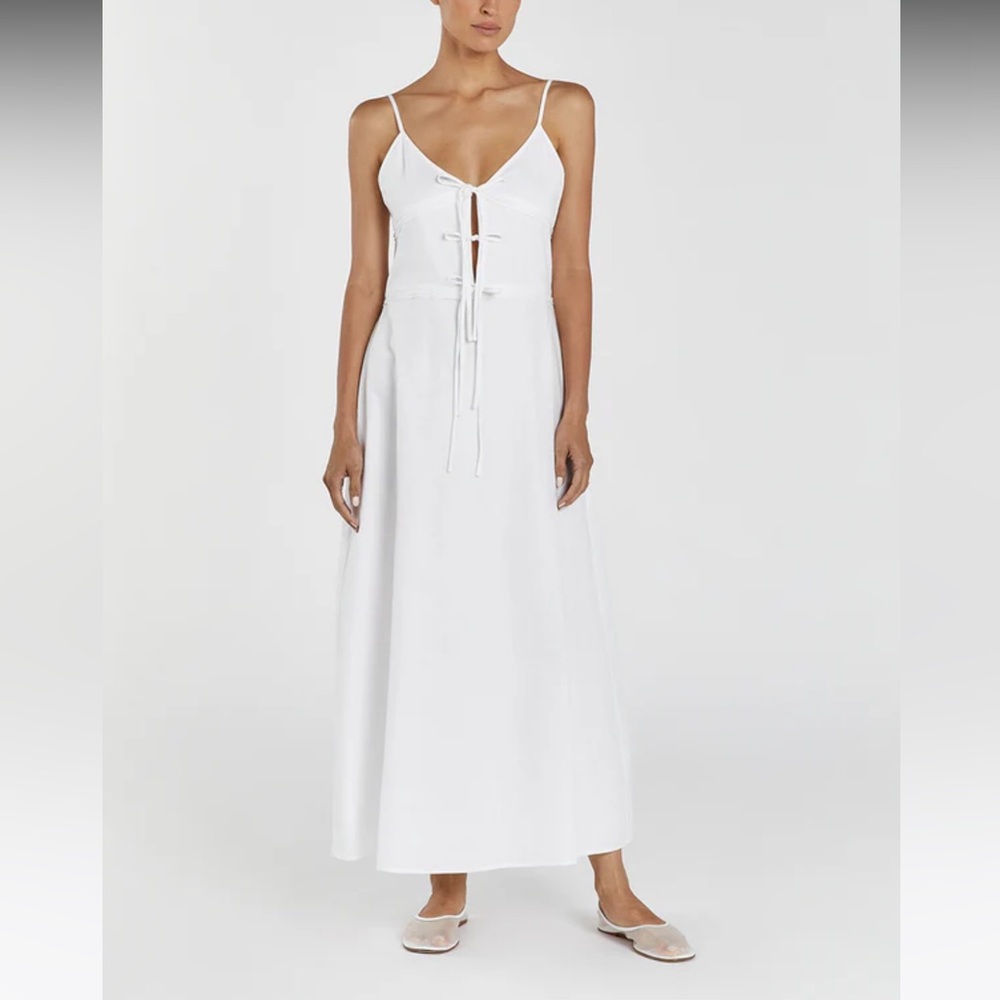 Dissh Mimi White Linen Midi Dress